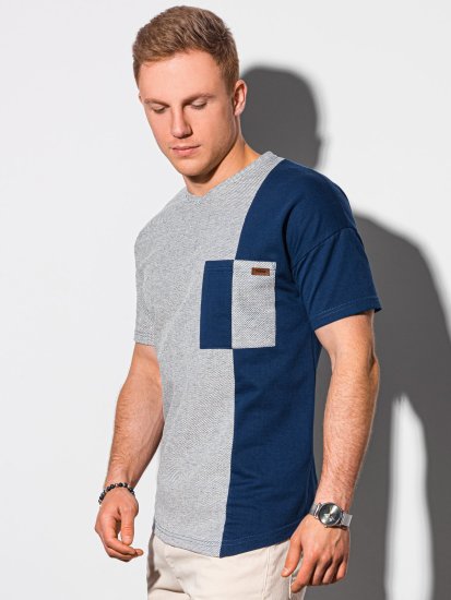 OMBRE Moška basic majica Klarn navy
