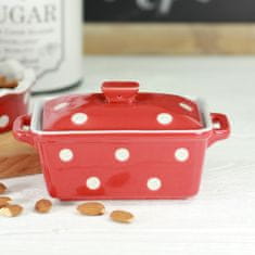 Isabelle Rose Mini keramični pekač s pokrovom ali posodica za maslo v rdeči barvi
