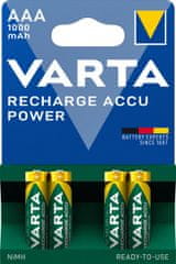 Varta Power Power 4 AAA 1000 mAh R2U polnilna baterija 5703301404, 4 kosi