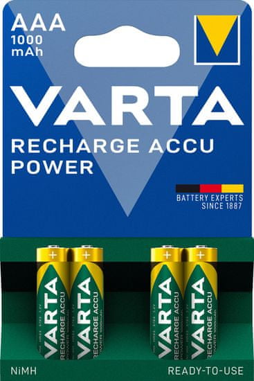 Varta Power Power 4 AAA 1000 mAh R2U polnilna baterija 5703301404, 4 kosi