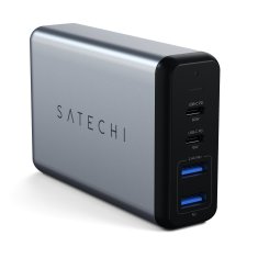 Satechi 75W Dual Type-C PD Travel polnilec (2× USB-A, 1× USB-C PD 18W, 1× USB-C PD 60W) ST-MC2TCAM, vmesnik, siv