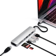 Satechi Slim hub, USB-C, 7 vhodov, srebrn