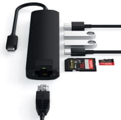 Satechi Slim hub, USB-C, 7 vhodov, črn