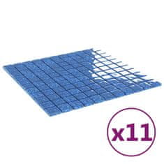 Vidaxl Mozaik ploščice 11 kosov modre 30x30 cm steklo