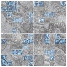 Vidaxl Samolepilne mozaik ploščice 11 kosov sive in modre 30x30 cm