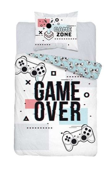 Zaparevrov Bombažna posteljnina, Game Over, bela, 140 x 200 cm,