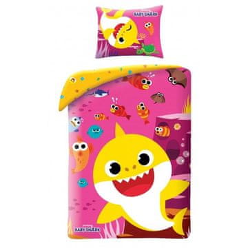 Halantex Vključeno posteljnino Baby Shark Pink Cotton, 140/200, 70/90 cm