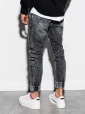 OMBRE Moške džins hlače joggers Reynard siva xxl