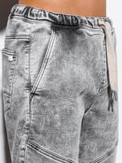 OMBRE Moške jeans kratke hlače Stray siva s