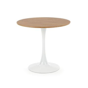 Halmar Okrogla jedilna miza Sting - zlati hrast / bela