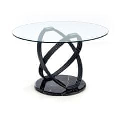 Halmar Okrogla steklena jedilna miza Optico - prozorna / črna