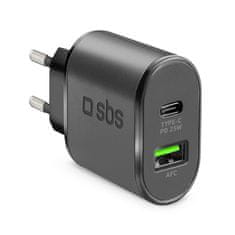 SBS Ultra Fast adapter USB-C 25W, USB-A 18W, črn