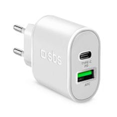 SBS Ultra Fast adapter USB-C 20W, USB-A 18W, bel