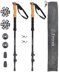 pohodne treking palice, aluminijaste, 3-delne, 66 - 135 cm, črne