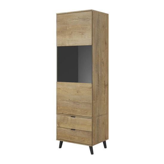 Halmar Enovratna vitrina s predali Nest W2 - hrast lefkada / črna