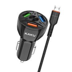 Kaku Car Charger avto polnilec 3xUSB QC 4.8A 20W + Micro USB kabel, črna