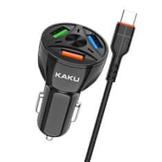 Kaku Car Charger avto polnilec 3xUSB QC 4.8A 20W + USB-C kabel, črna