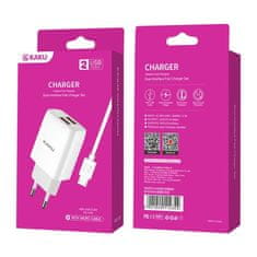 Kaku Charger polnilnik 2x USB 15W 2.4A + Micro USB kabel 1m, bela
