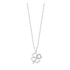 Lotus Silver Razigrana srebrna ogrlica s štirimi listnimi deteljicami iz prozornih cirkonov LP3305-1 / 1