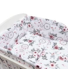 NEW BABY 3-delna posteljnina 90/120 cm bele rože in perje