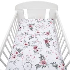 NEW BABY 2-delno posteljno perilo, vrtnice, belo-roza, 90/120 cm