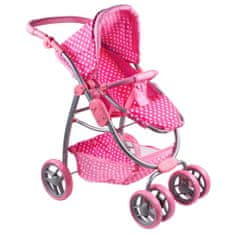 Baby Mix Jasmine Večnamenski voziček za lutke svetlo roza
