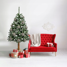 Božična novoletna smreka/jelka, moderen izgled, 180 cm, lesen podstavek, Made in EU - Odprta embalaža