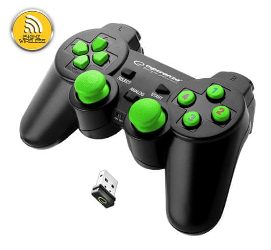 Esperanza egg108g brezžični pc/ps3 USB gamepad gladiator črno-zelen