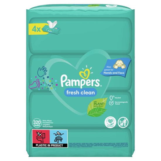 Pampers XXL Fresh Clean vlažilni robčki, 4x 80 kosov