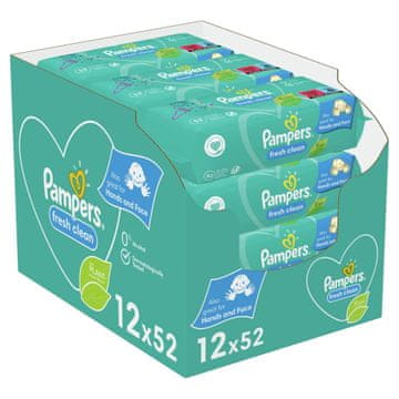 Pampers Fresh Clean vlažilni robčki, 12x 52 kosov