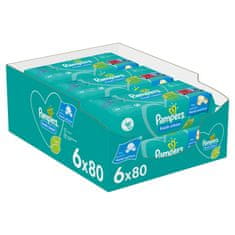 Pampers Fresh Clean otroški vlažilni robčki, 6x 80 kosov