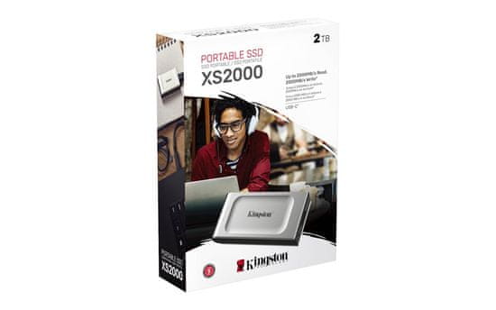 Kingston SSD disk, prenosni, 2TB, XS2000, USB C 3.2, 2000/2000MB/s