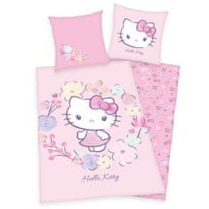 Herding Bombažno posteljno perilo Hello Kitty s cvetjem 140 x 200 cm