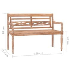 Vidaxl Batavia klop 120 cm sprana bela trdna tikovina