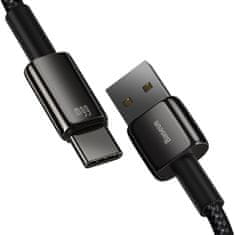 BASEUS Tungsten kabel USB / USB-C QC 66W 6A 2m, črna