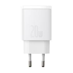 BASEUS Compact Quick polnilnik USB-C / USB 20W 3A PD QC, bela