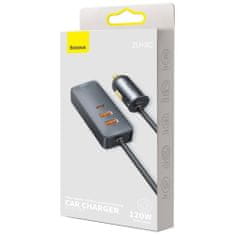 BASEUS Share Together avto polnilec 2x USB / 2x USB-C 120W QC PD, siva