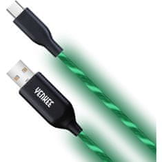 Yenkee Kabel USB Yenkee YCU 341 GN LED Kabel USB C / 1m