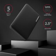 AXAGON EE25-SLC ohišje, 6,35 cm HDD/SSD, črno