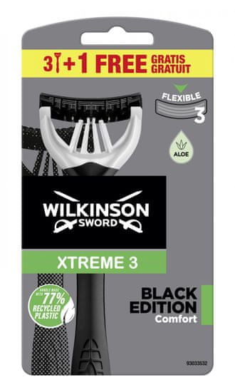Wilkinson Sword Xtreme Black Edition Comfort moški, 3 + 1 kos