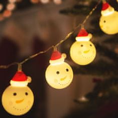 Family Christmas Božično novoletne lučke na baterije v obliki snežakov 10 LED 1.1m toplo bela barva 3 x AA