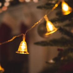 Family Christmas Božično novoletne lučke na baterije zvončki 20 LED 2.3m toplo bela barva 3 x AA