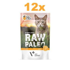 Vet Expert Raw Paleo Sterilised mokra hrana za mačke, puran, 12 x 100 g
