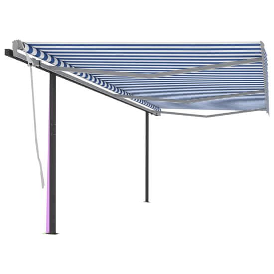 Vidaxl Ročno zložljiva tenda s stebrički 6x3 m modra in bela