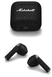 Prenosne sodobne slušalke Marshall Minor III Great Marshall Sound Močan 12-milimetrski gonilniki za prostoročno telefoniranje s samodejno ustavitvijo predvajanja Vgrajeno ohišje za polnjenje na dotik