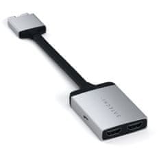 Satechi USB-C v dvojni HDMI adapter, srebrn