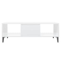 Greatstore Klubska mizica visok sijaj bela 103,5x60x35 cm iverna plošča