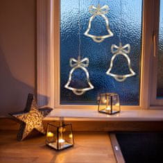 Family Christmas LED božična dekoracija za na okno v obliki zvončka 21 x 16 cm 3 x AAA