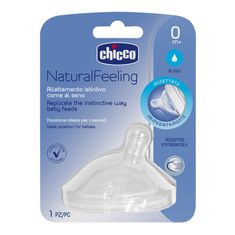 Chicco Natural Feeling silikonski dudelec za stekleničko s počasnim pretokom 0m+ 1 kos