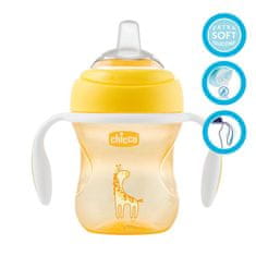CHICCO Prehodni učni lonček z ročaji 200 ml rumene barve 4m+